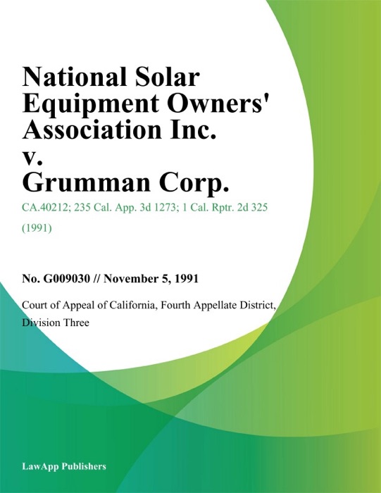 National Solar Equipment Owners Association Inc. v. Grumman Corp.