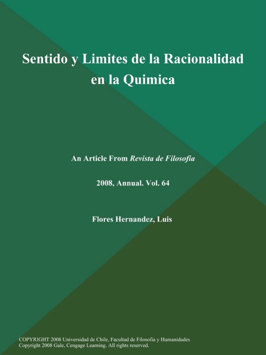 Sentido y Limites de la Racionalidad en la Quimica