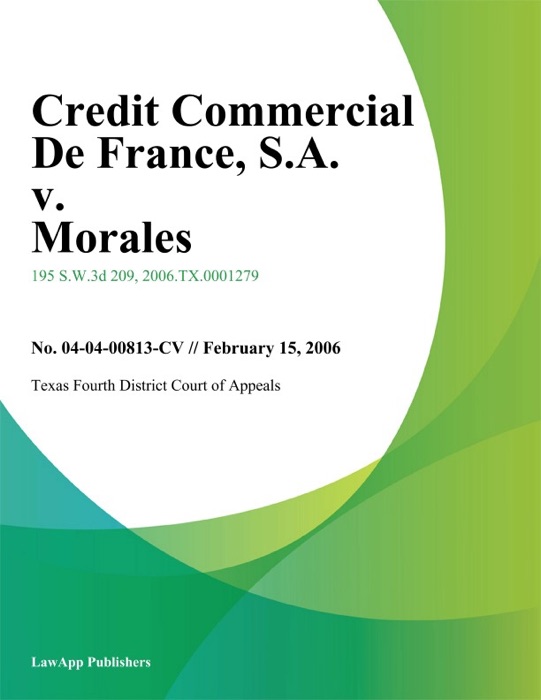 Credit Commercial De France, S.A. v. Morales