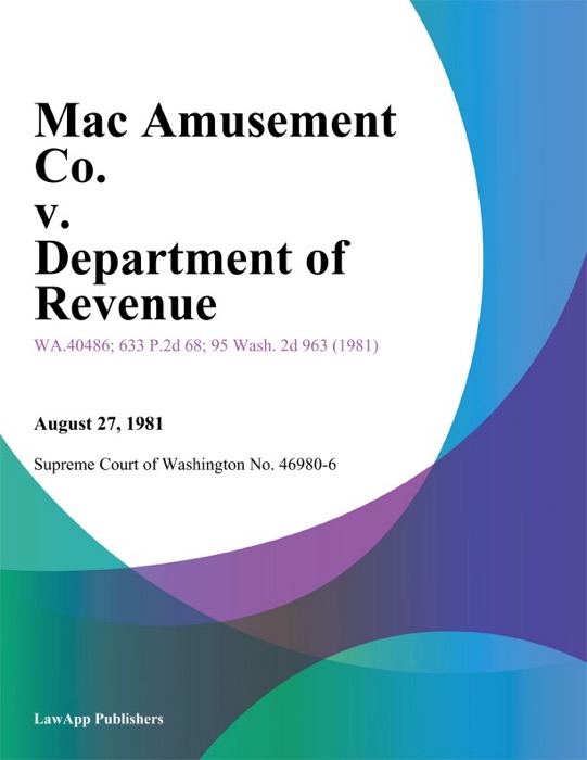 Mac Amusement Co. V. Department Of Revenue