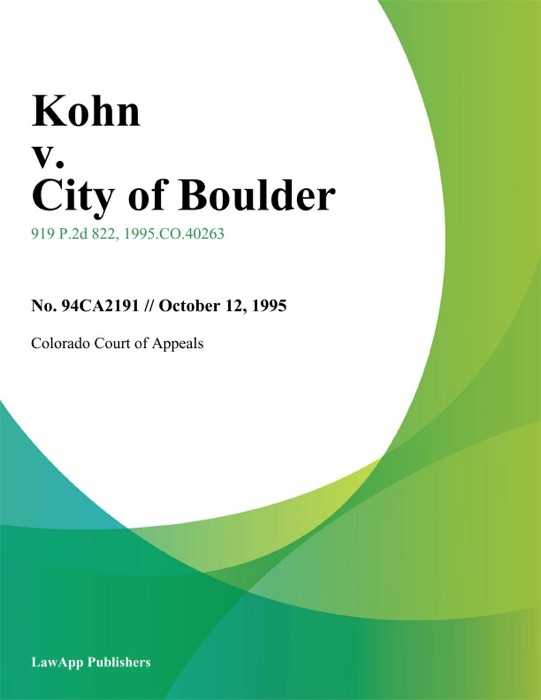 Kohn v. City of Boulder