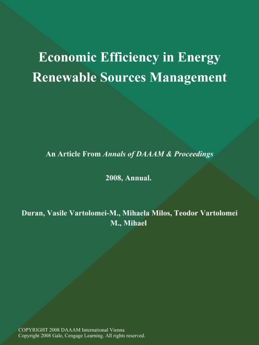 Economic Efficiency in Energy Renewable Sources Management