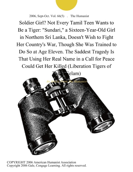 Soldier Girl? Not Every Tamil Teen Wants to be a Tiger: 