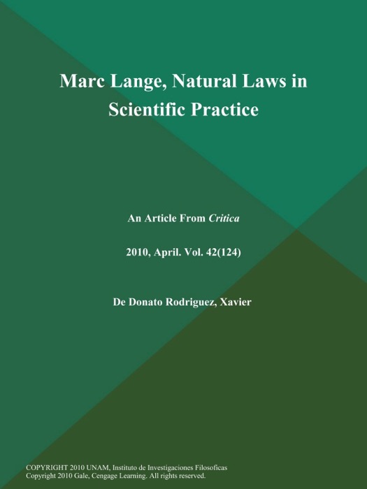 Marc Lange, Natural Laws in Scientific Practice