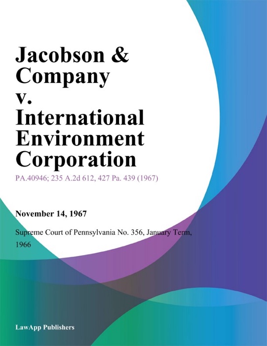 Jacobson & Company v. International Environment Corporation