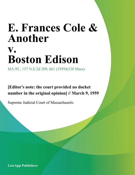 E. Frances Cole & Another v. Boston Edison