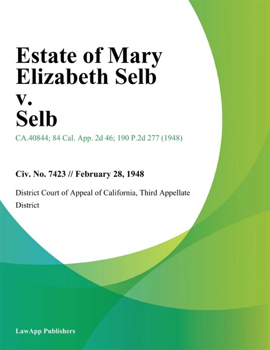 Estate Of Mary Elizabeth Selb V. Selb