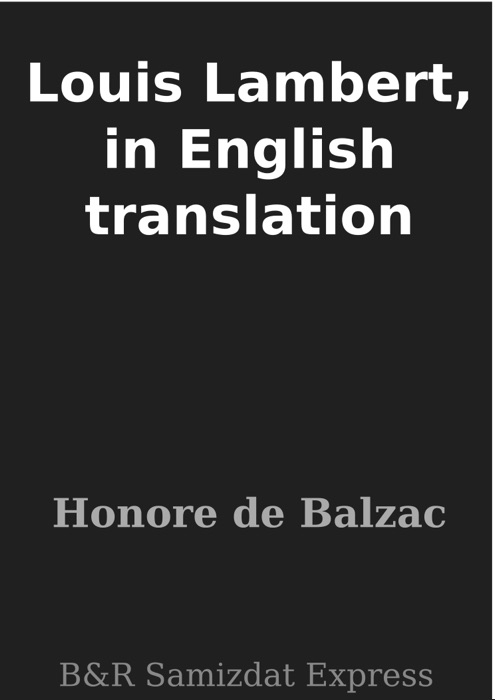 Louis Lambert, in English translation