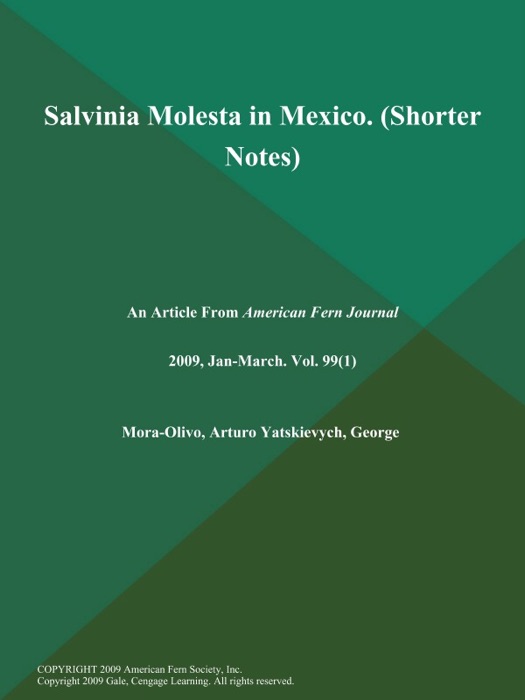 Salvinia Molesta in Mexico (Shorter Notes)