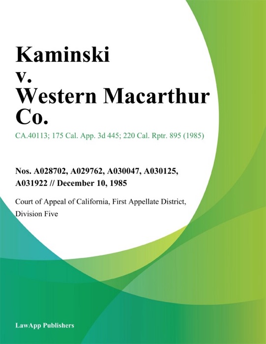 Kaminski v. Western Macarthur Co.