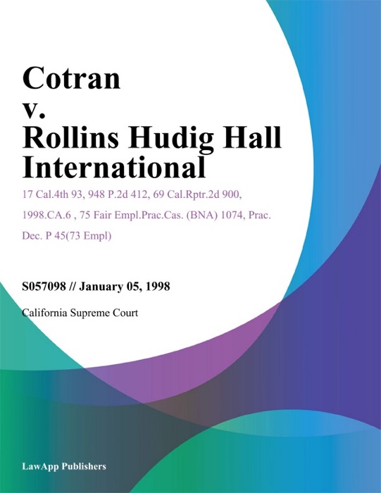 Cotran V. Rollins Hudig Hall International