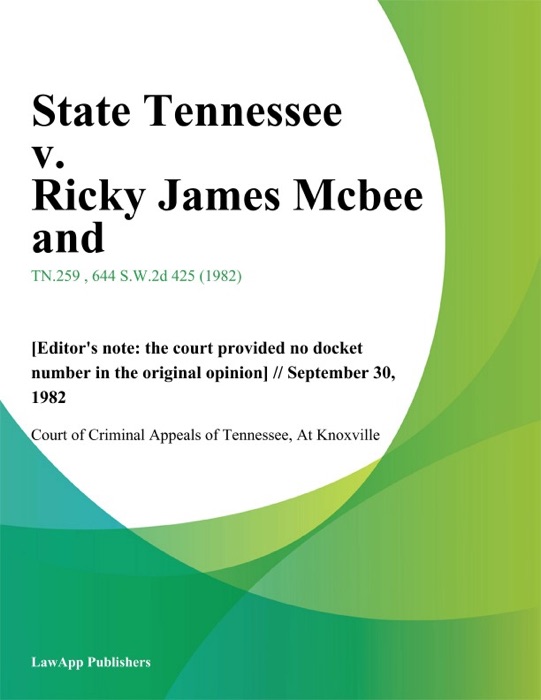 State Tennessee v. Ricky James Mcbee and