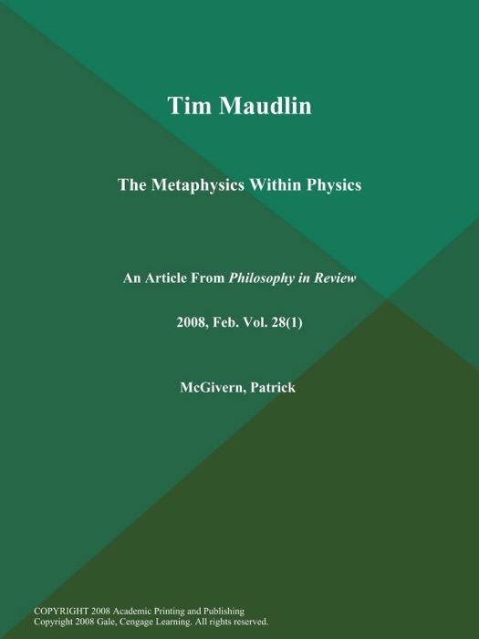 Tim Maudlin: The Metaphysics Within Physics