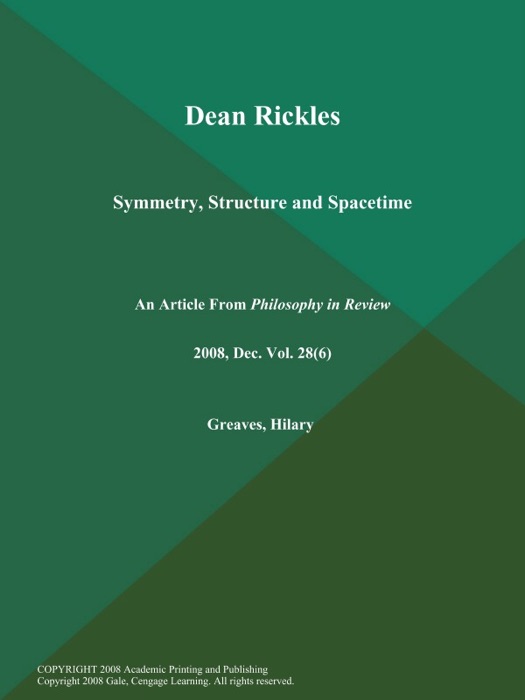 Dean Rickles: Symmetry, Structure and Spacetime