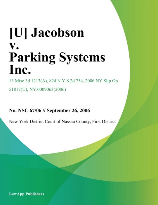 Jacobson v. Parking Systems Inc.