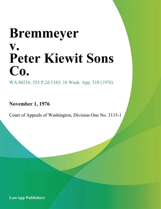 Bremmeyer V. Peter Kiewit Sons Co.