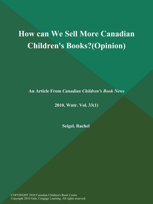 How can We Sell More Canadian Children's Books? (Opinion)