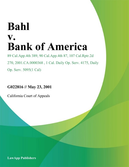 Bahl v. Bank of America