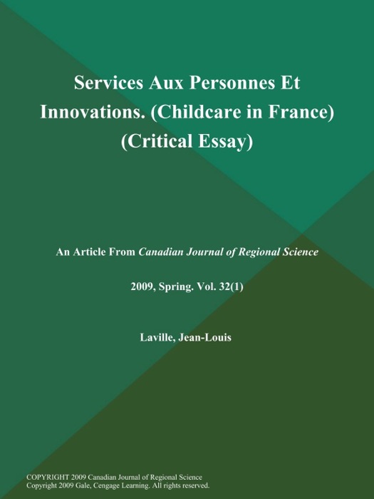 Services Aux Personnes Et Innovations (Childcare in France) (Critical Essay)