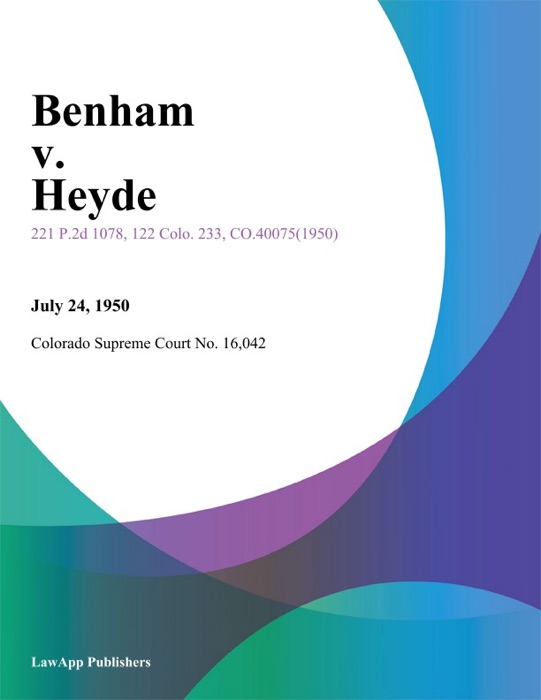 Benham v. Heyde