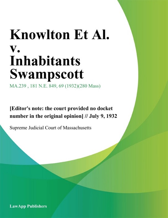 Knowlton Et Al. v. Inhabitants Swampscott