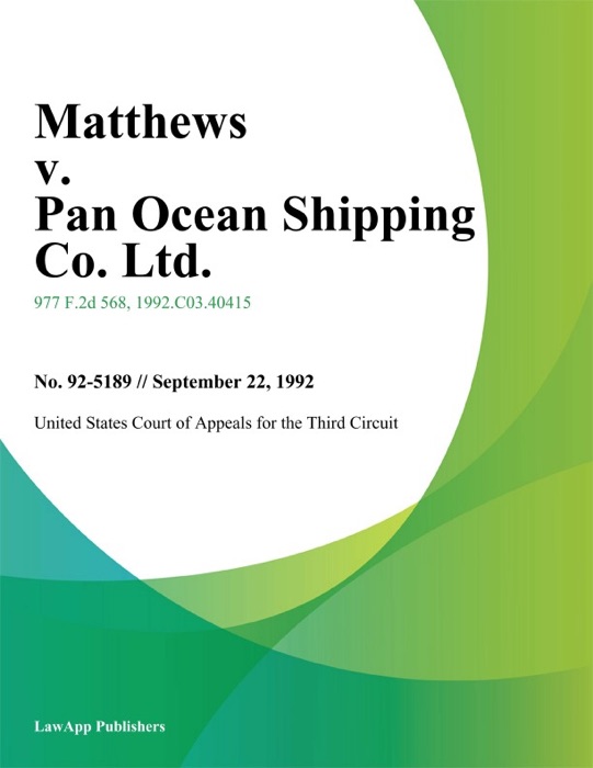 Matthews V. Pan Ocean Shipping Co. Ltd.