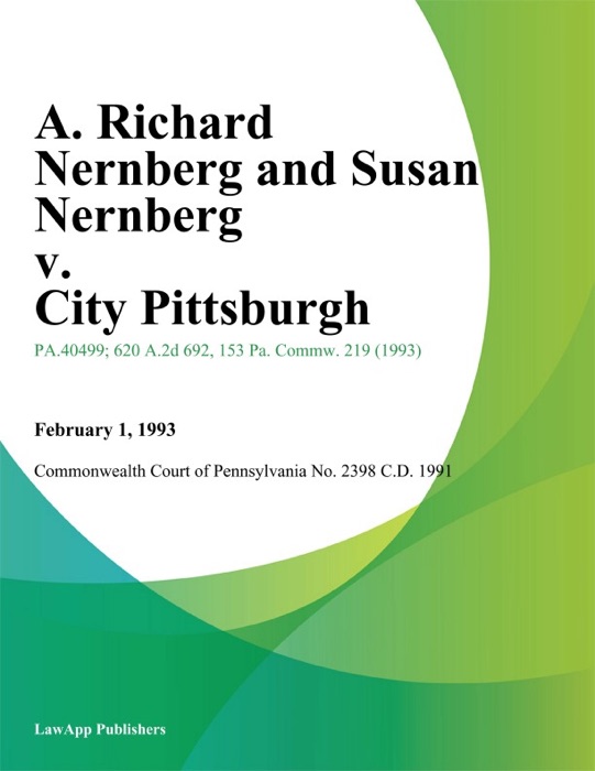 A. Richard Nernberg and Susan Nernberg v. City Pittsburgh