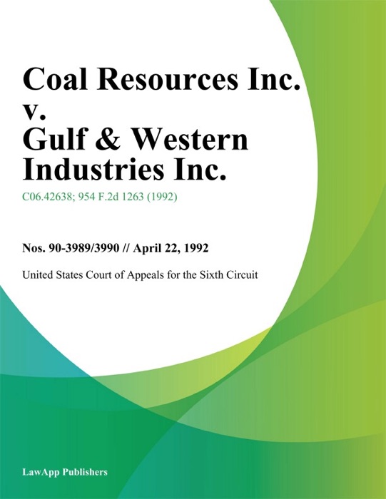 Coal Resources Inc. v. Gulf & Western Industries Inc.