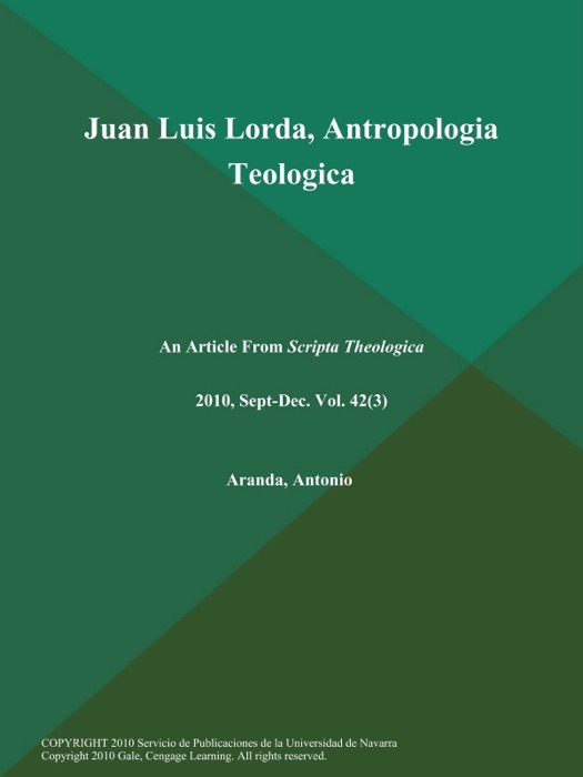 Juan Luis Lorda, Antropologia Teologica