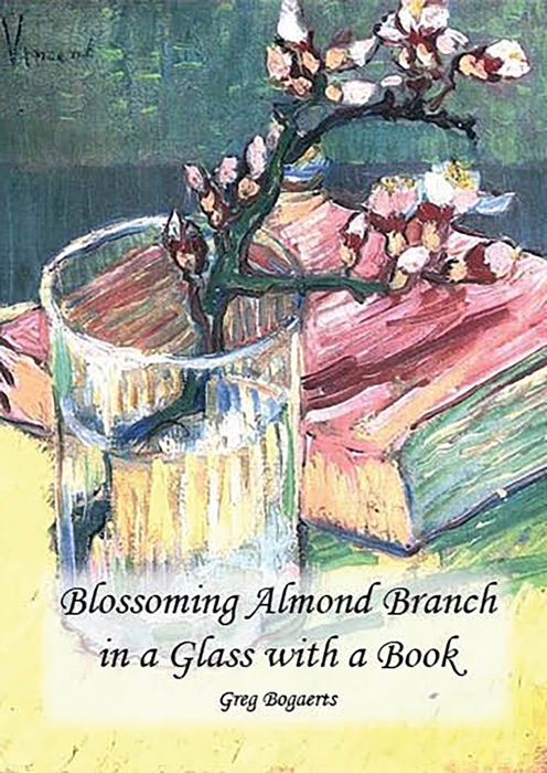 Blossoming Almond Branch in a Glass with a Book