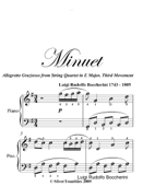 Minuet Easy Piano Sheet Music - Luigi Rodolfo Boccherini