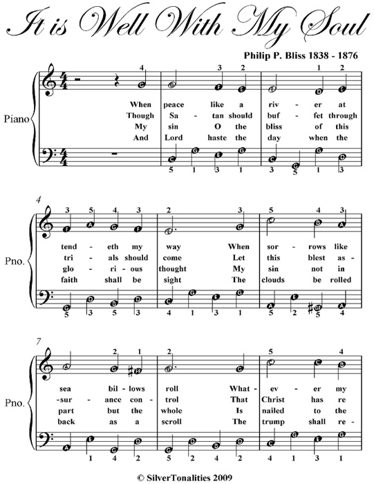 It Is Well With My Soul Easy Piano Sheet Music