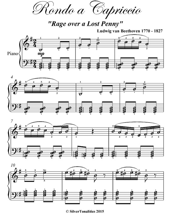 Rondo a Capriccio Elementary Piano Sheet Music