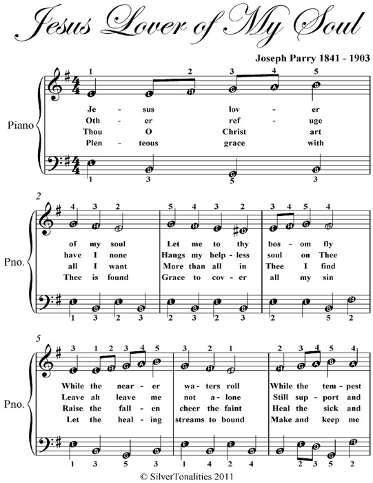 Jesus Lover of My Soul Easy Piano Sheet Music