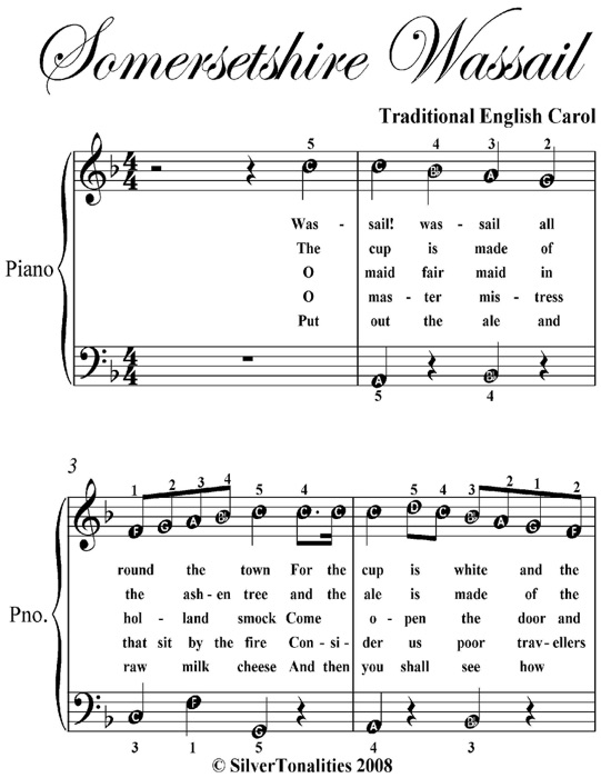 Somersetshire Wassail Easy Piano Sheet Music