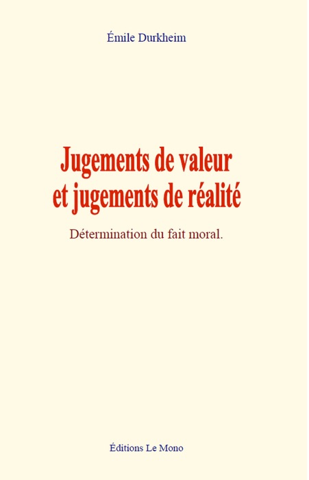 Jugements de valeur et jugements de réalité