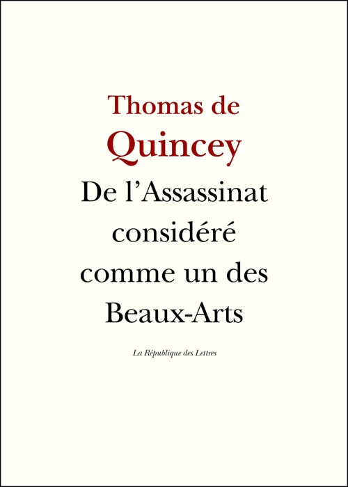 De l'Assassinat considéré comme un des Beaux-Arts