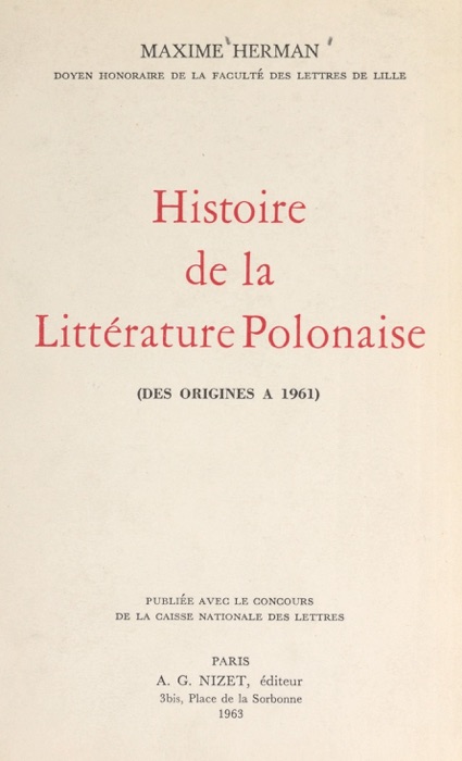 Histoire de la littérature polonaise