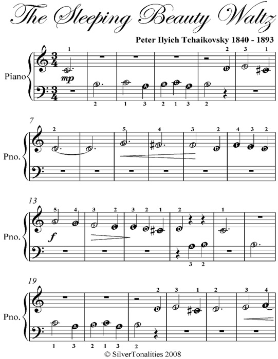 Sleeping Beauty Waltz Beginner Piano Sheet Music