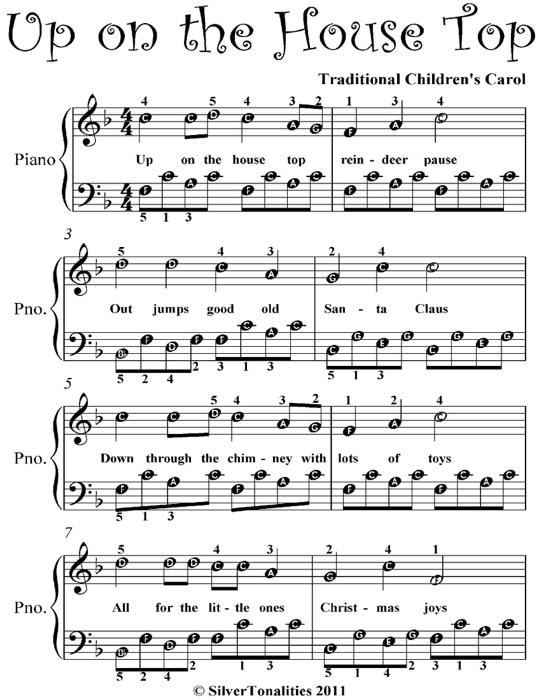 Up On the House Top Easy Piano Sheet Music