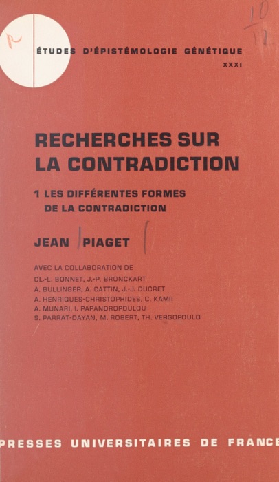 Recherches sur la contradiction (1)