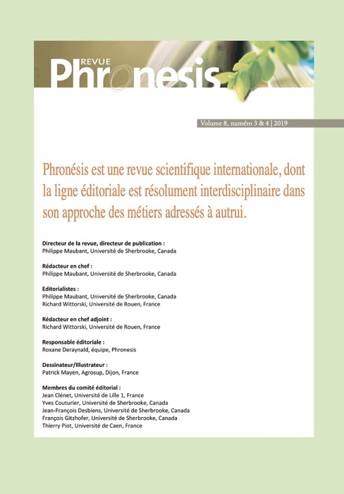 Phronesis. Vol. 8, numéro 3 & 4  2019. Professionnalisation et ingénierie de formation entre résonances et divergences