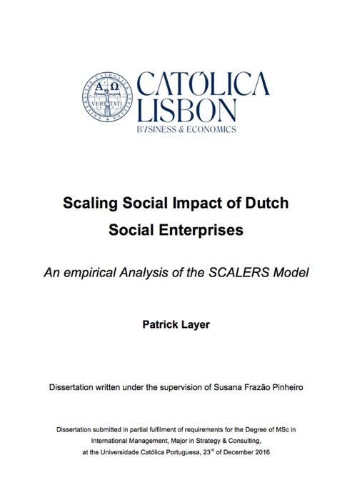 Scaling Social Impact of Dutch Social Enterprises  - An empirical Analysis of the SCALERS Model