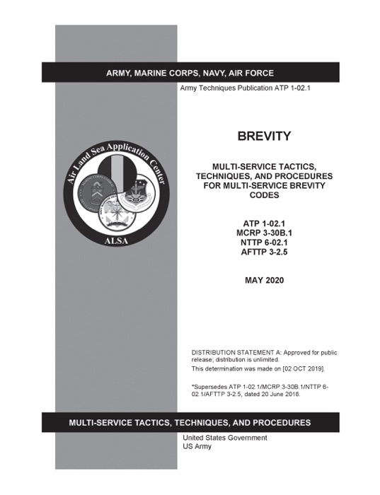 Army Techniques Publication ATP 1-02.1 Brevity Multi-Service Tactics, Techniques, and Procedures for Multi-Service Brevity Codes May 2020