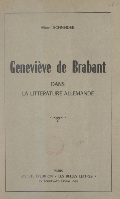 La légende de Geneviève de Brabant dans la littérature allemande