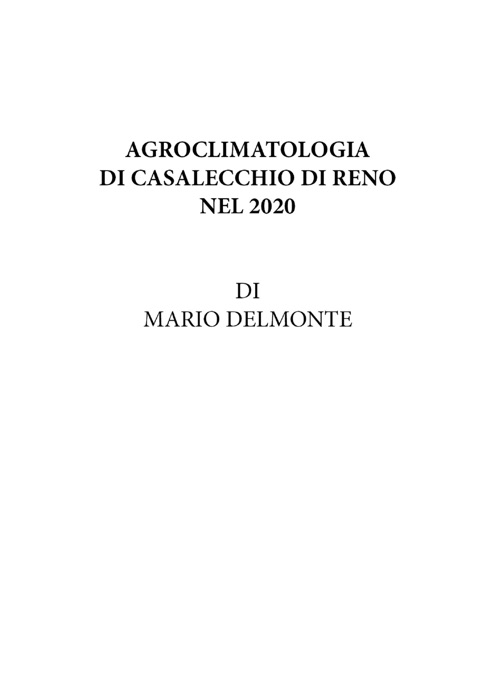 Agroclimatologia Di Casalecchio Di Reno Nel 2020