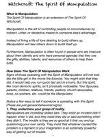 Witchcraft/ The Spirit of Manipulation