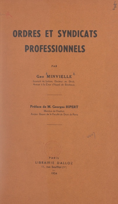 Ordres et syndicats professionnels