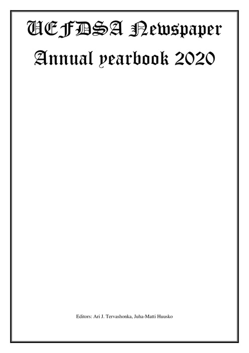 UEFDSA Newspaper Annual yearbook 2020