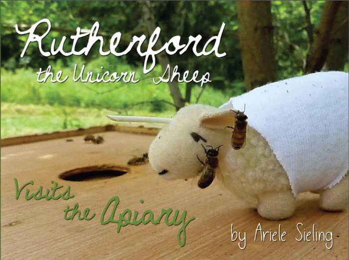 Rutherford the Unicorn Sheep Visits The Apiary